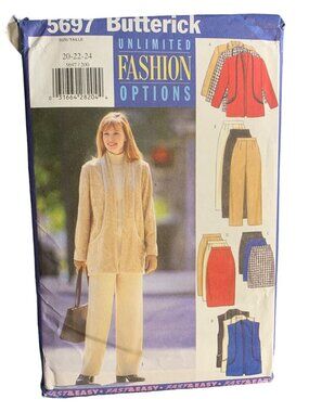 Butterick Jacket Pant Vest Skirt Pants 5697 Sewing Pattern Size 20 22 24 Uncut 1